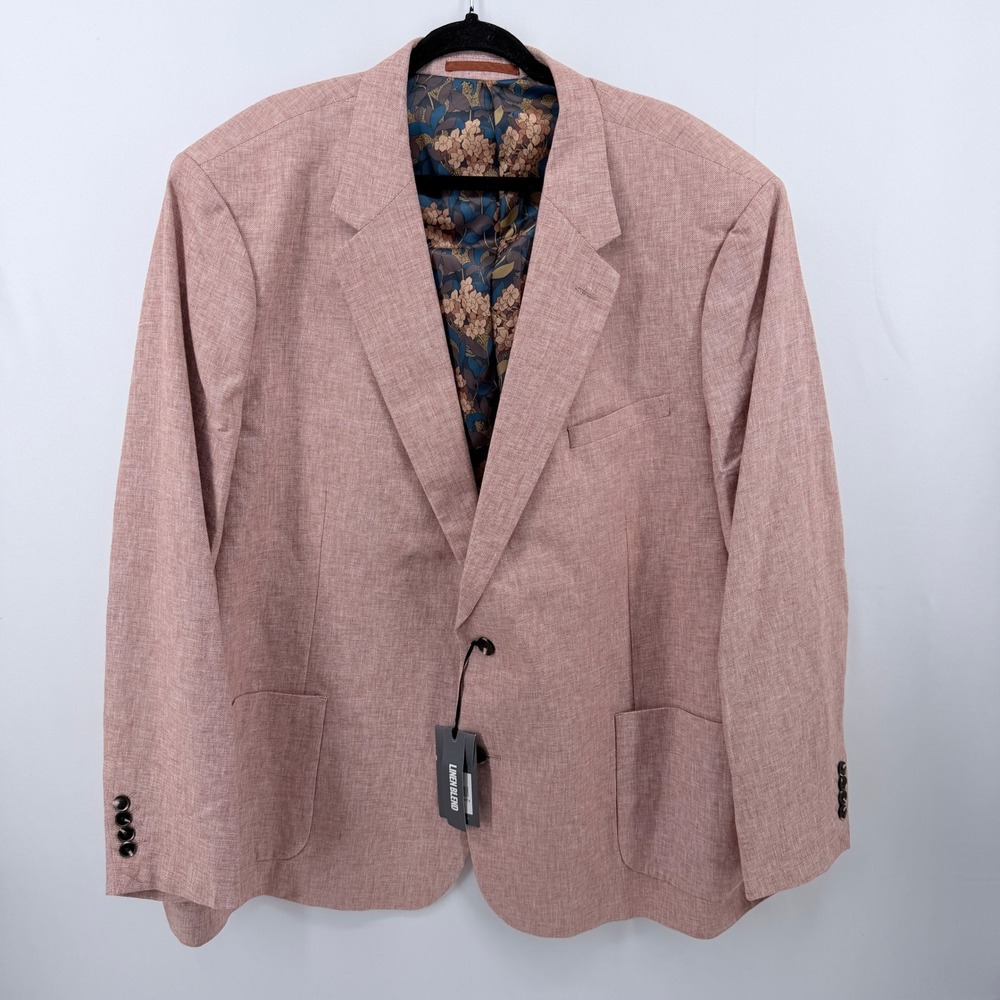 NWT Johnny Bigg Mens Darnell Linen Blend Blazer Terracotta Pink Size 54